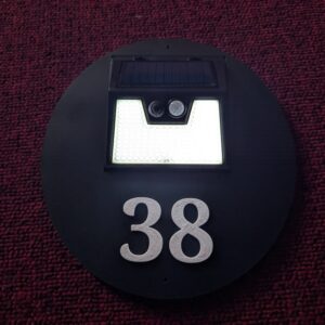 Custom Solar Powered LED Door Number Plate – Motion Activated Night Light