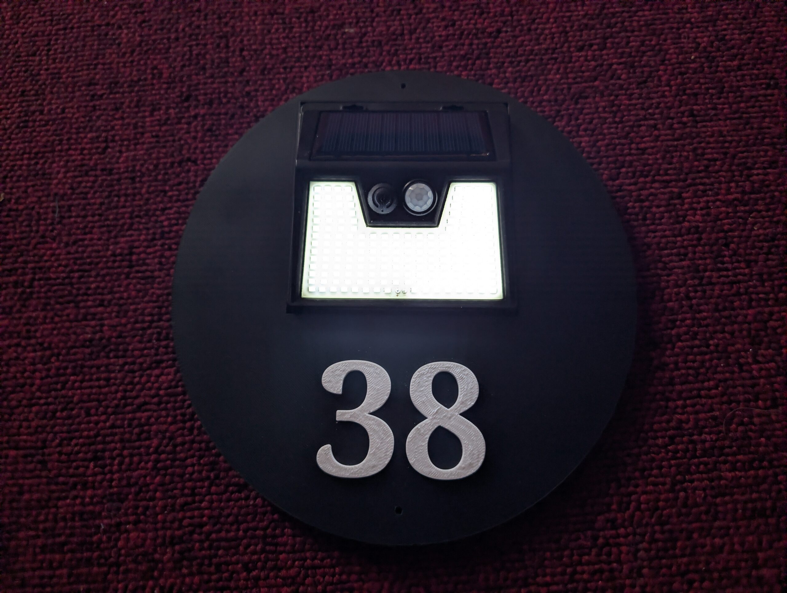 Custom Solar Powered LED Door Number Plate – Motion Activated Night Light